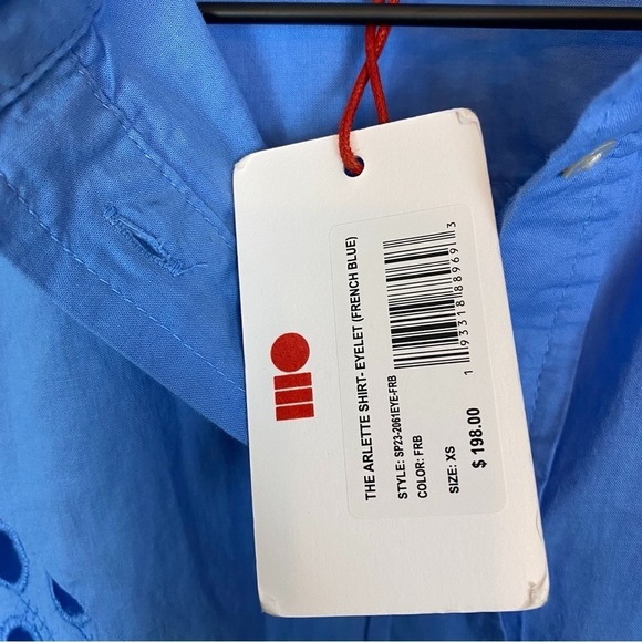 Solid & Striped Arlette Shirt Eyelet in French Blue - Picture 8 of 8